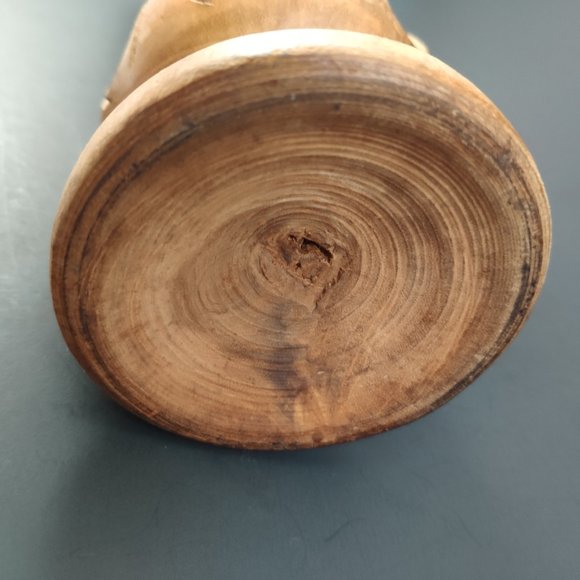 Vintage Hand Carved Wooden Relief Vase 10" - Picture 5 of 10